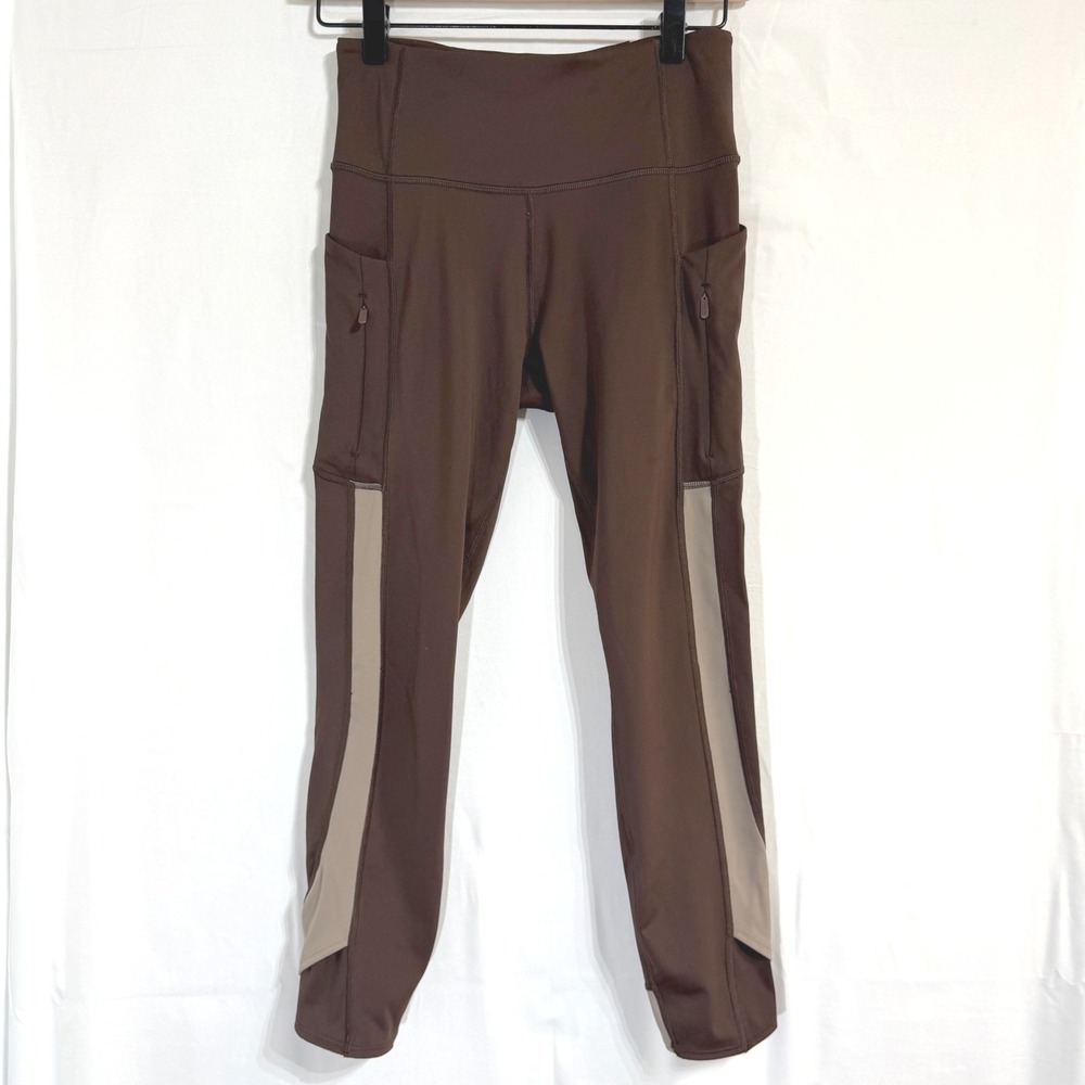 Athleta Ultimate Stash Craft Tight 7/8 Brown Tan Colorblock‎ Leggings Size S